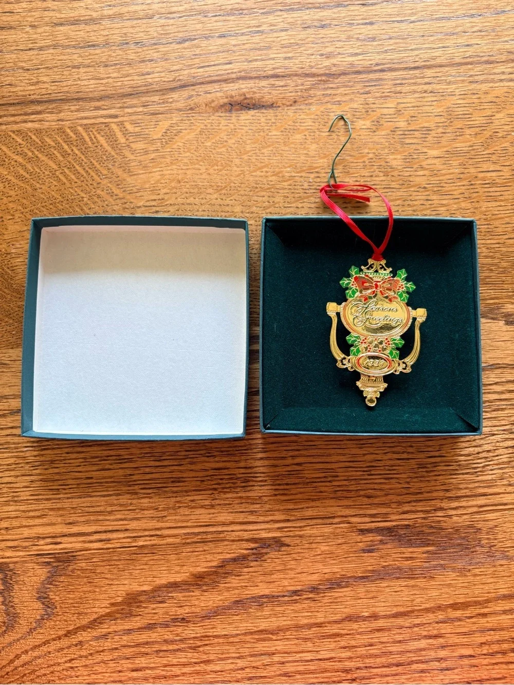1997 Brass Door Knocker Seasons Greetings Baldwin Christmas ornament